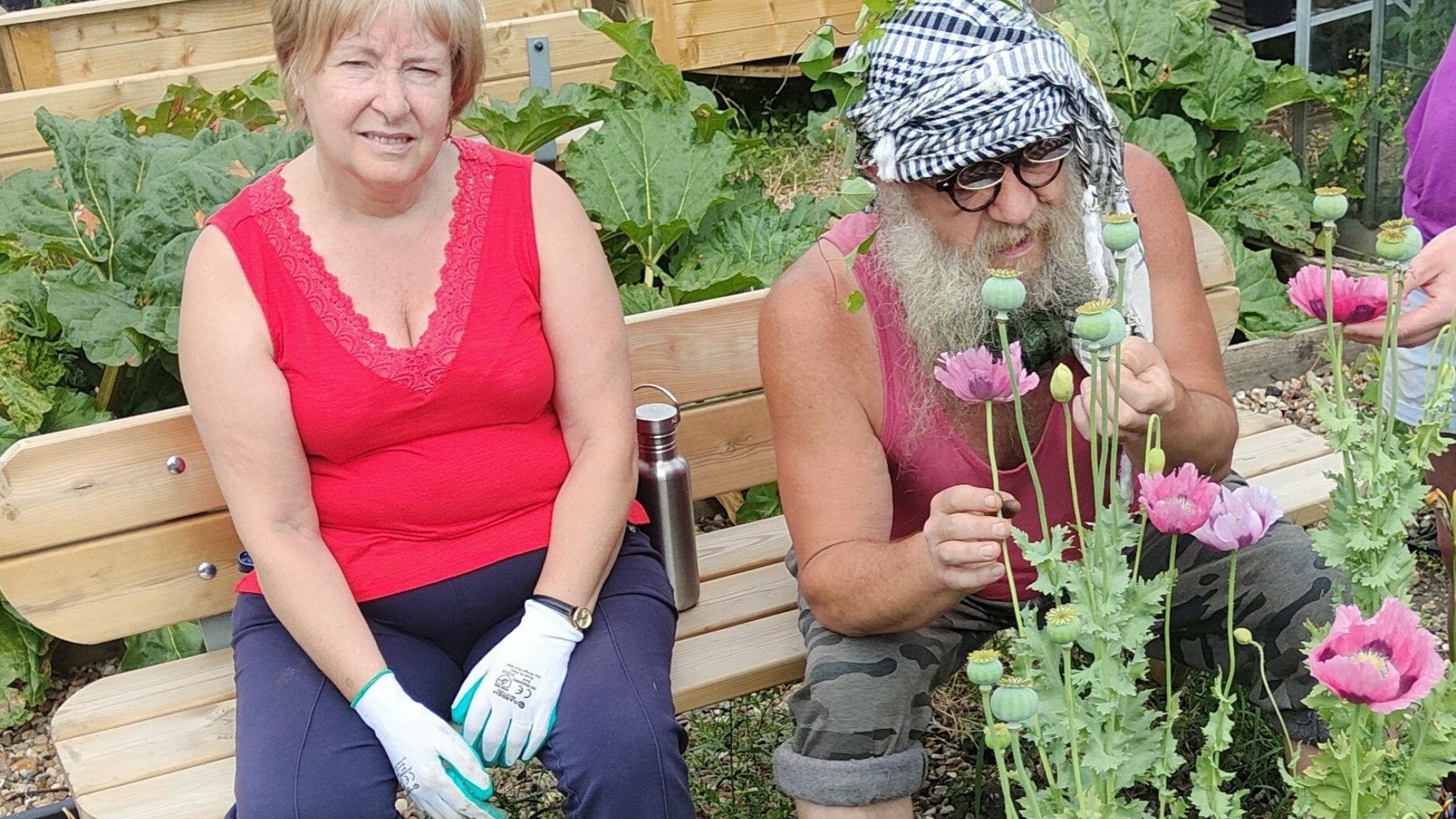 Active Minds members Maria Da Costa and Steve Jobson at the allotment in Croydon